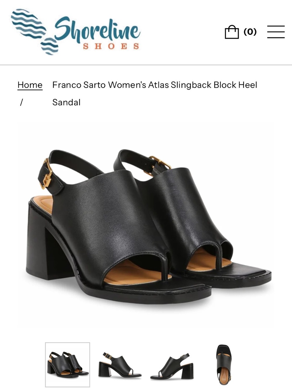 Franco Sarto Black Leather Open-Toe Slingback Block Heels